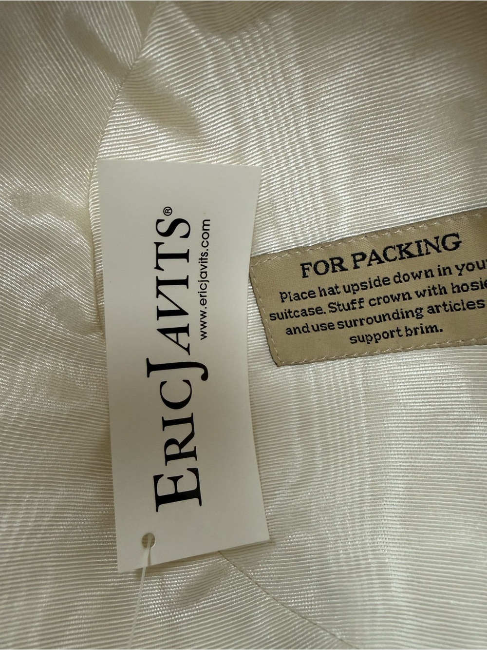 NWT Eric Javits Wide-Brim White Straw Sun Hat with Navy Striped Band 16” - Picture 9 of 10